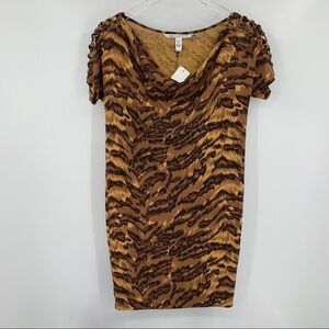 DVF Diane von Furstenberg Gorro Palace Tiger brown shift dress silk new 2